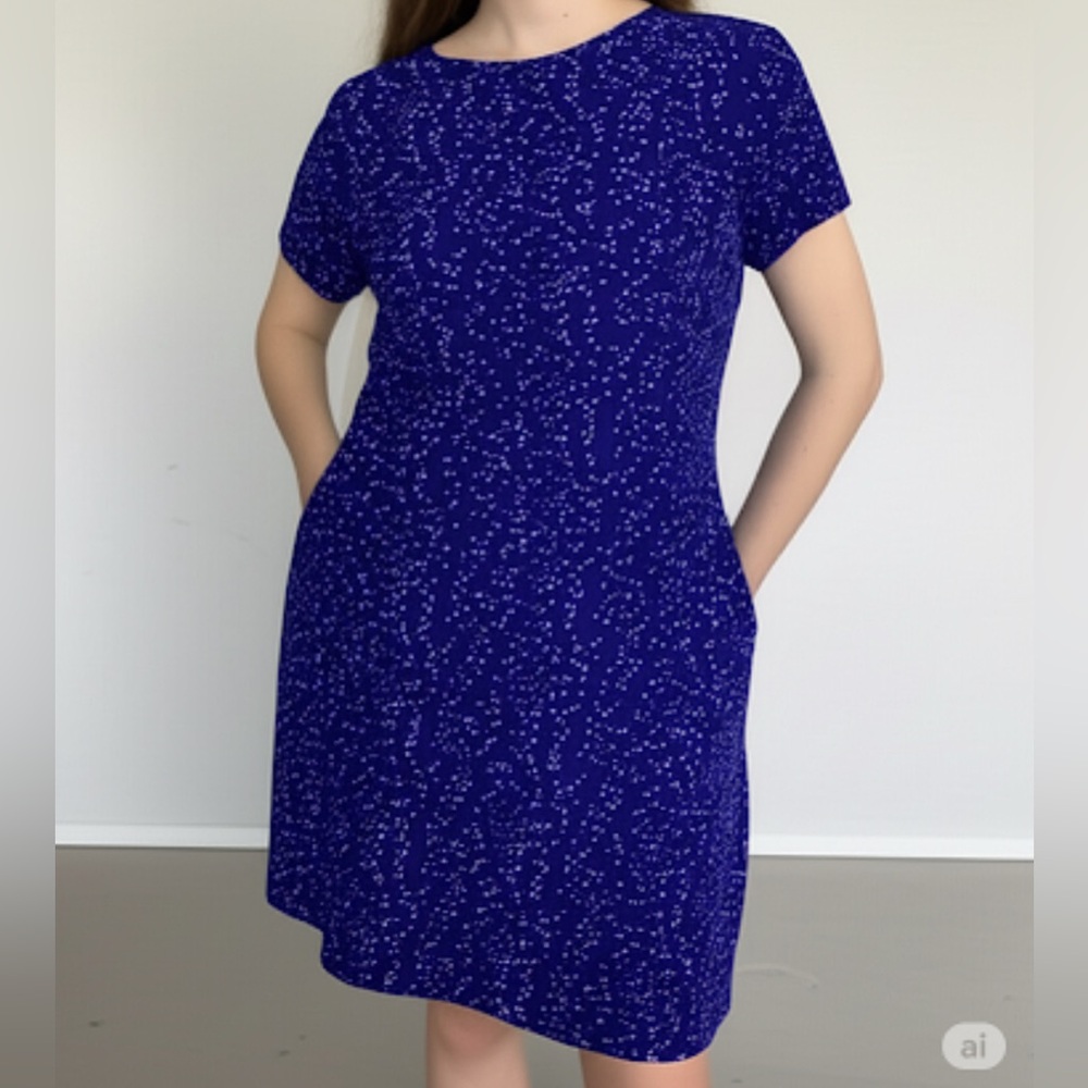 Vintage handmade purple print modest/Mennonite mid-length dress